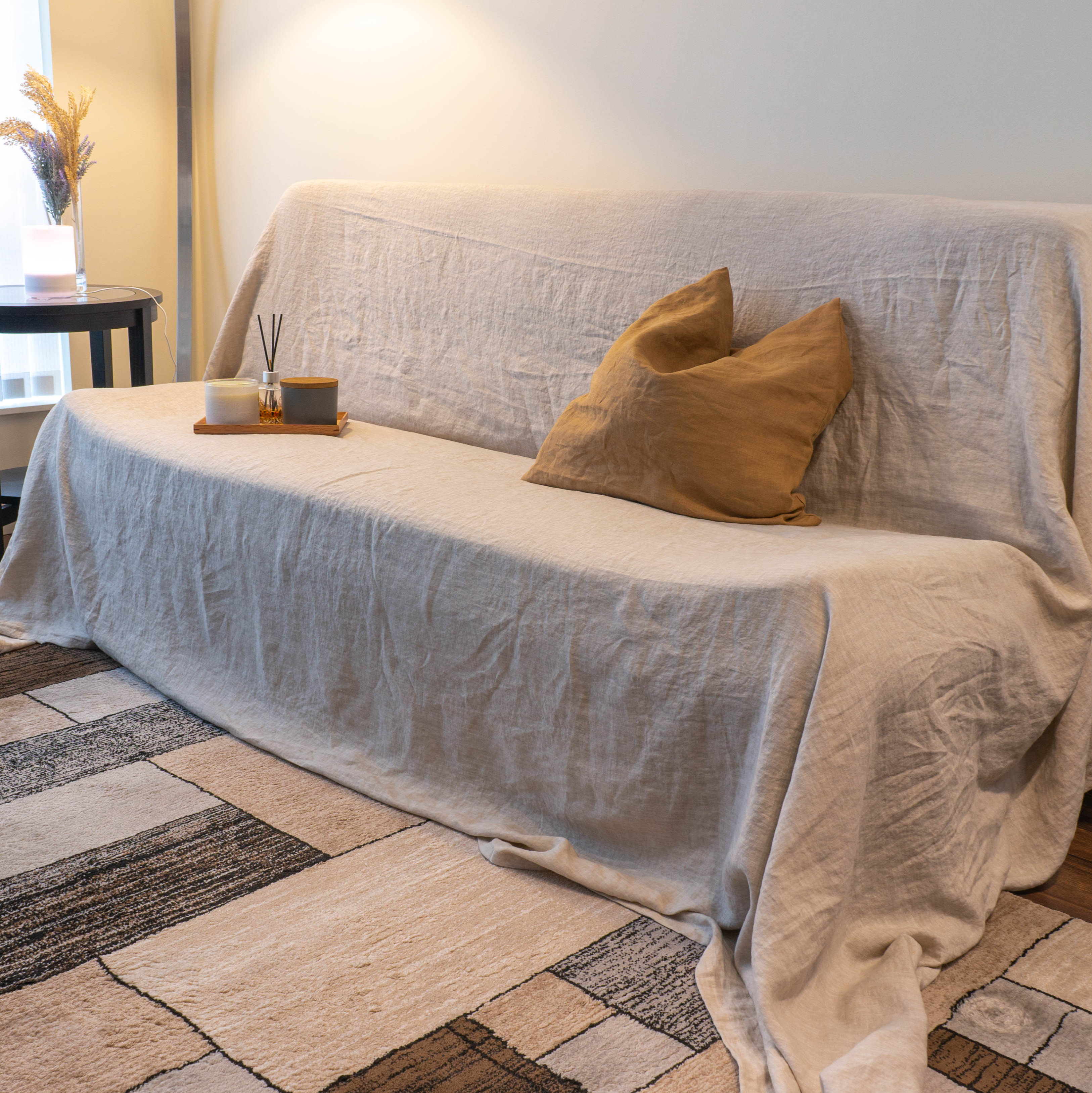 Linen Couch Slipcover for 2 3 4 seater or L Shape sofa Questa