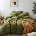 Load image into Gallery viewer, Natural Linen Duvet Cover - Army Green
