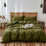 Load image into Gallery viewer, Natural Linen Duvet Cover - Army Green
