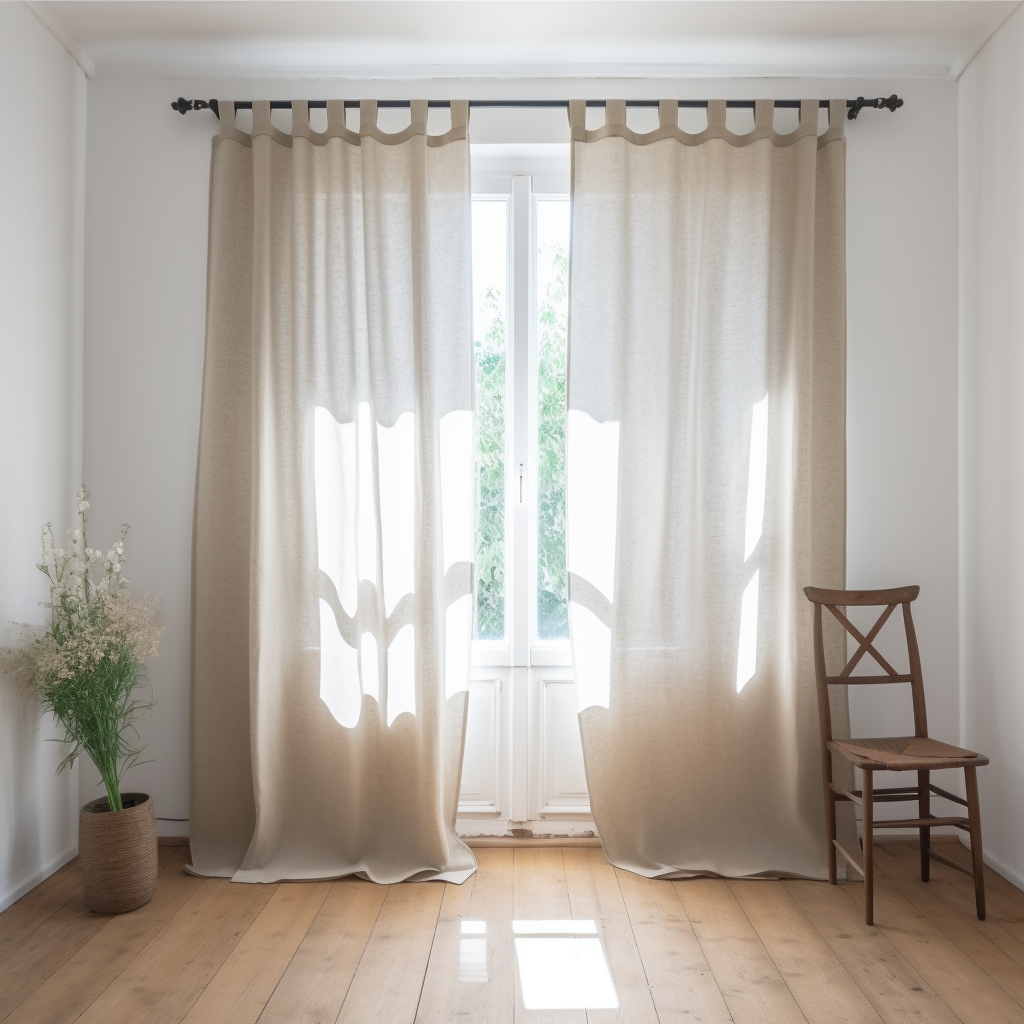 100% French Linen Curtain/Drape (2 pcs) - Semi Sheer