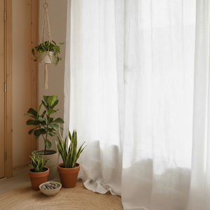 20% French Linen 80% TENCEL Curtain/Drape (2 pcs) - Semi Sheer