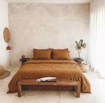 Load image into Gallery viewer, Natural Linen Duvet Cover - Dusty Orange
