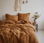 Load image into Gallery viewer, Natural Linen Duvet Cover - Dusty Orange
