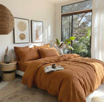 Load image into Gallery viewer, Natural Linen Duvet Cover - Dusty Orange
