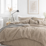Load image into Gallery viewer, 55% French Linen 45% Cotton Duvet Cover Set - Dark Oatmeal Color
