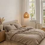 Load image into Gallery viewer, 55% French Linen 45% Cotton Duvet Cover Set - Dark Oatmeal Color
