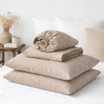 Load image into Gallery viewer, 55% French Linen 45% Cotton Sheet Set - Dark Oatmeal Color (4 pcs)
