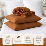Load image into Gallery viewer, Linen Sheet Set -- Dusty Orange (4 pcs)
