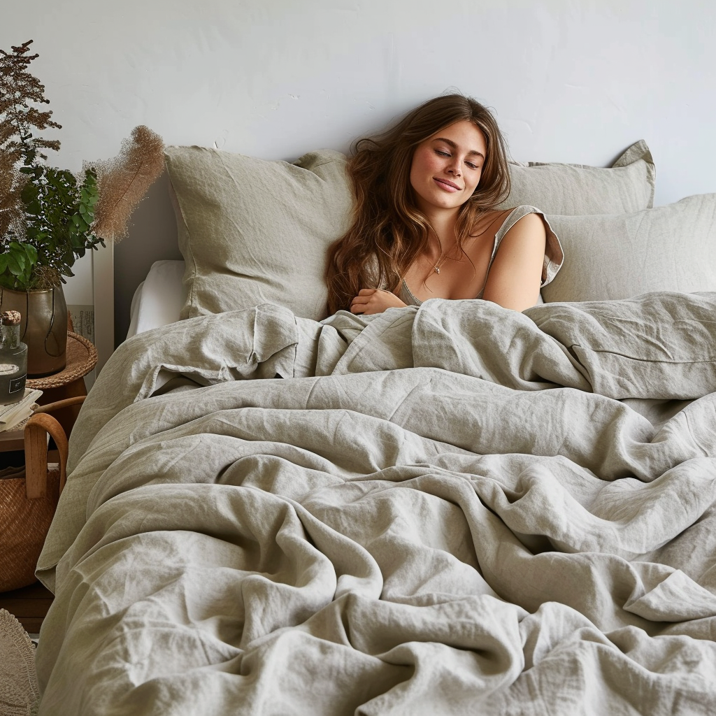 Natural Linen Duvet Cover - Oatmeal Color