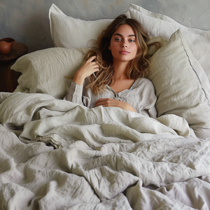 Natural Linen Duvet Cover - Oatmeal Color