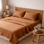 Load image into Gallery viewer, Linen Sheet Set -- Dusty Orange (4 pcs)

