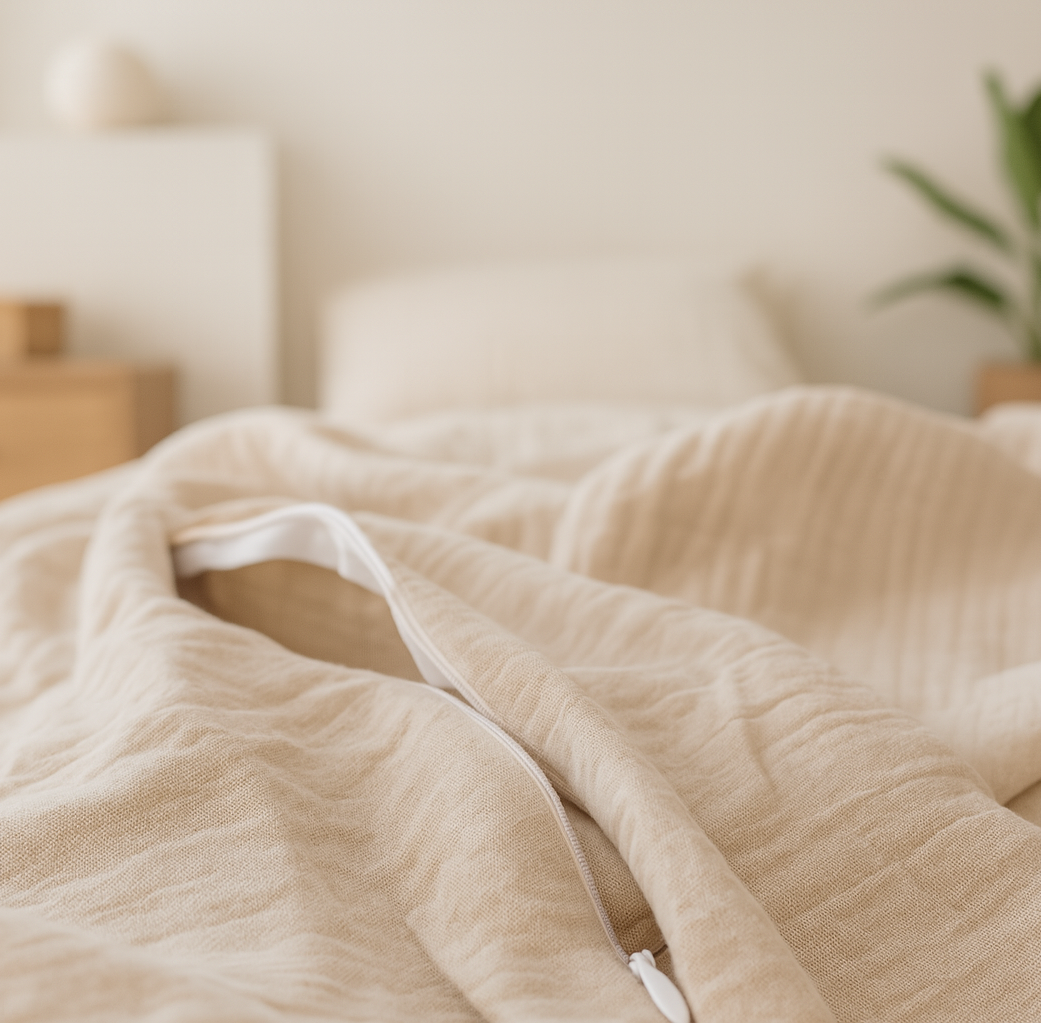 Muslin Cotton Duvet Cover Set - White Color