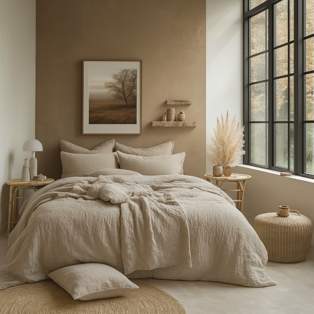Muslin Cotton Sheet Set - Beige Color (4 pcs)