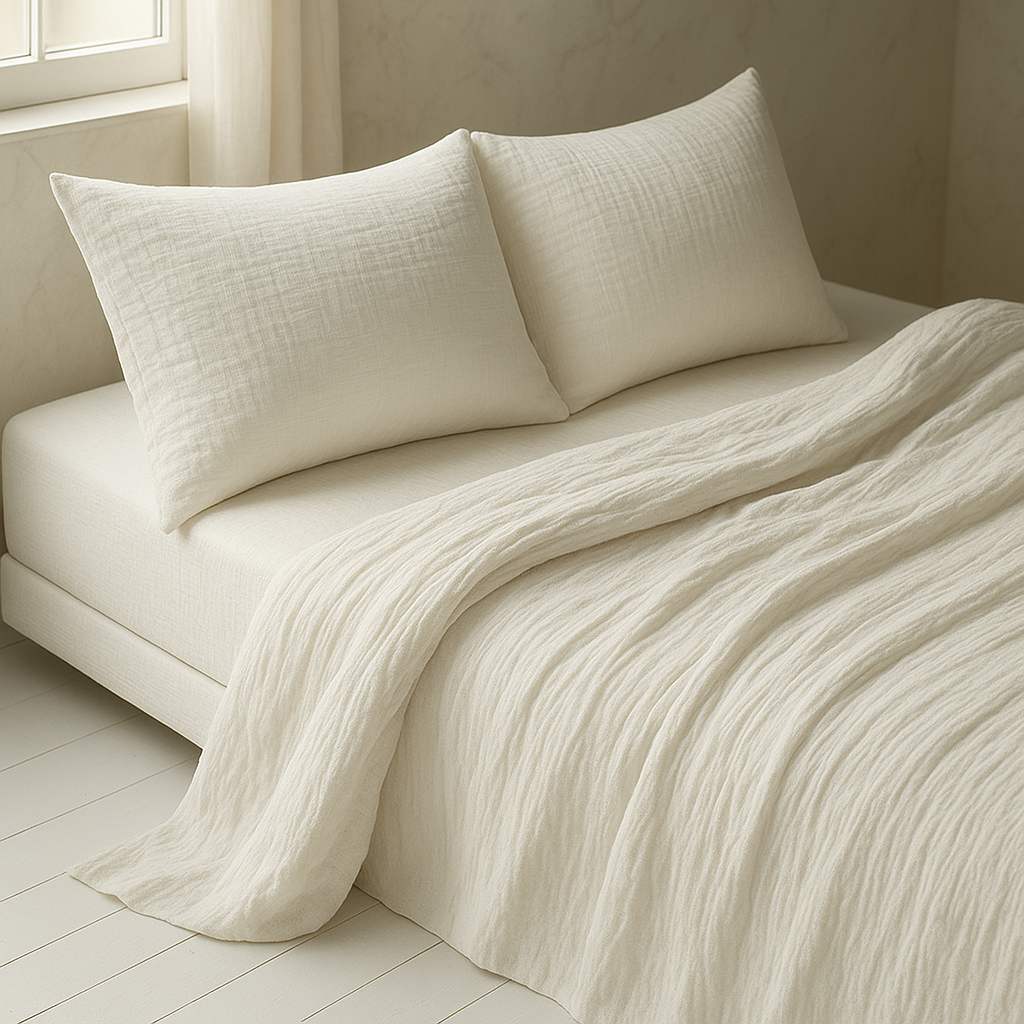 Muslin Cotton Sheet Set - Beige Color (4 pcs)