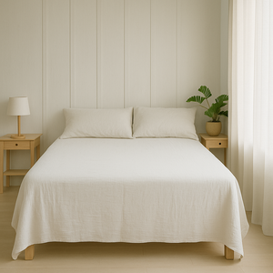 Muslin Cotton Sheet Set - Beige Color (4 pcs)