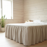 Load image into Gallery viewer, 80% TENCEL 20% French Linen Ruffled Bed Skirt - Off-white Color
