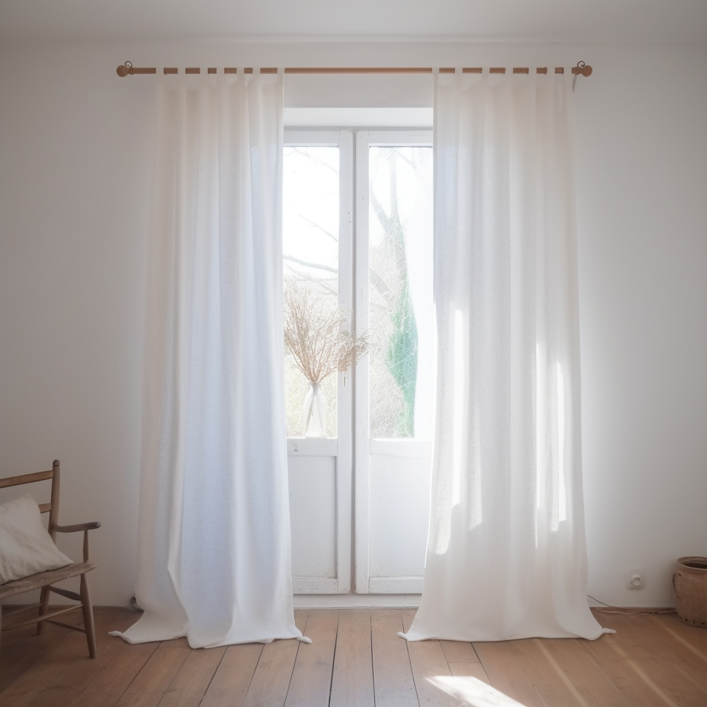 100% French Linen Curtain/Drape (2 pcs) - Semi Sheer