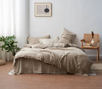 Load image into Gallery viewer, Natural Linen Duvet Cover - Oatmeal Color
