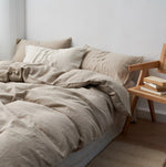 Load image into Gallery viewer, Natural Linen Duvet Cover - Oatmeal Color
