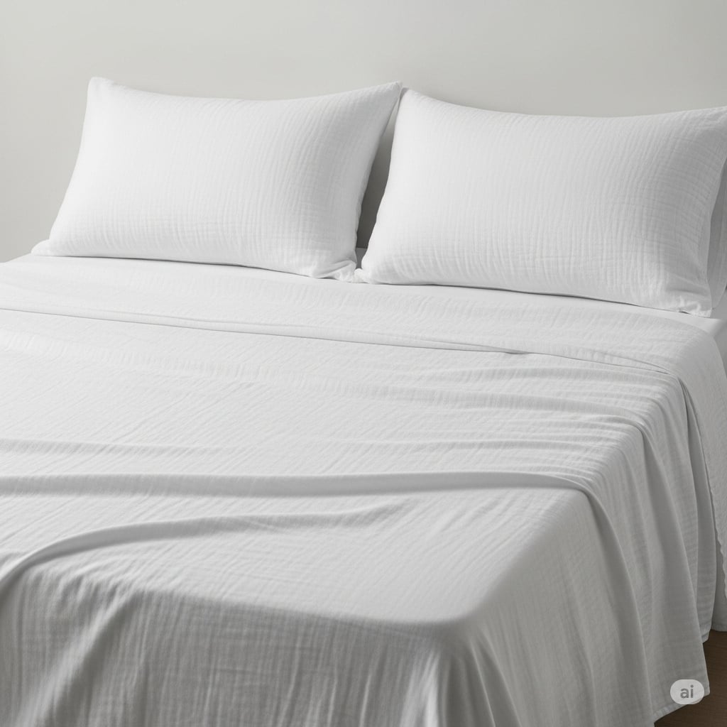 Muslin Cotton Sheet Set - Beige Color (4 pcs)