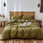 Load image into Gallery viewer, Natural Linen Duvet Cover - Olive Green
