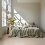 Load image into Gallery viewer, Natural Linen Duvet Cover - Sage Green
