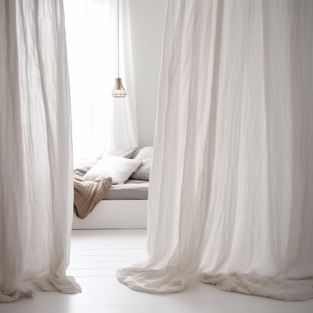 100% French Linen Curtain/Drape (2 pcs) - Semi Sheer