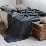Load image into Gallery viewer, Natural Linen Duvet Cover - Dark Charcoal

