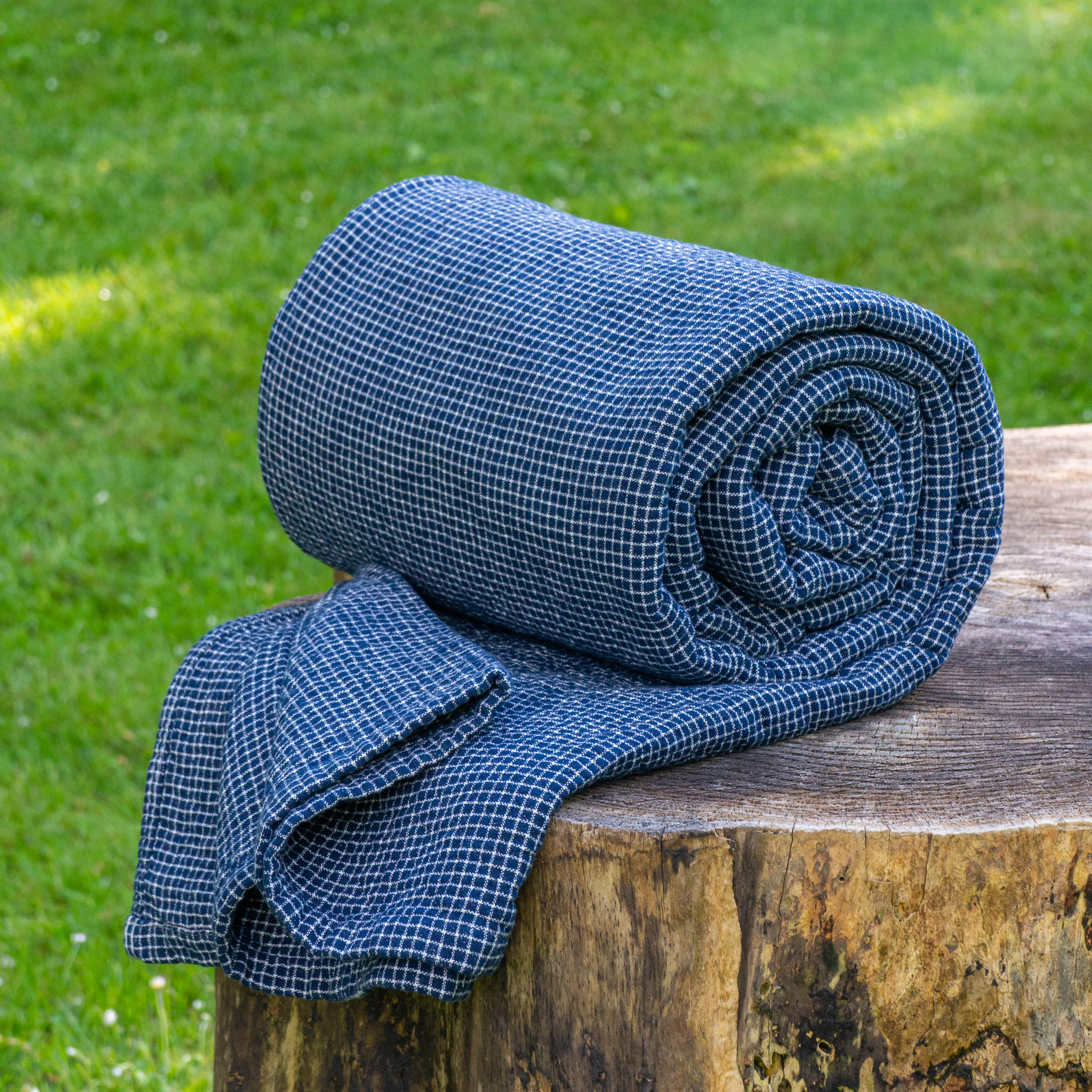 Cotton Blanket / Bed Throw - Navy