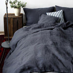 Load image into Gallery viewer, Natural Linen Duvet Cover - Dark Charcoal
