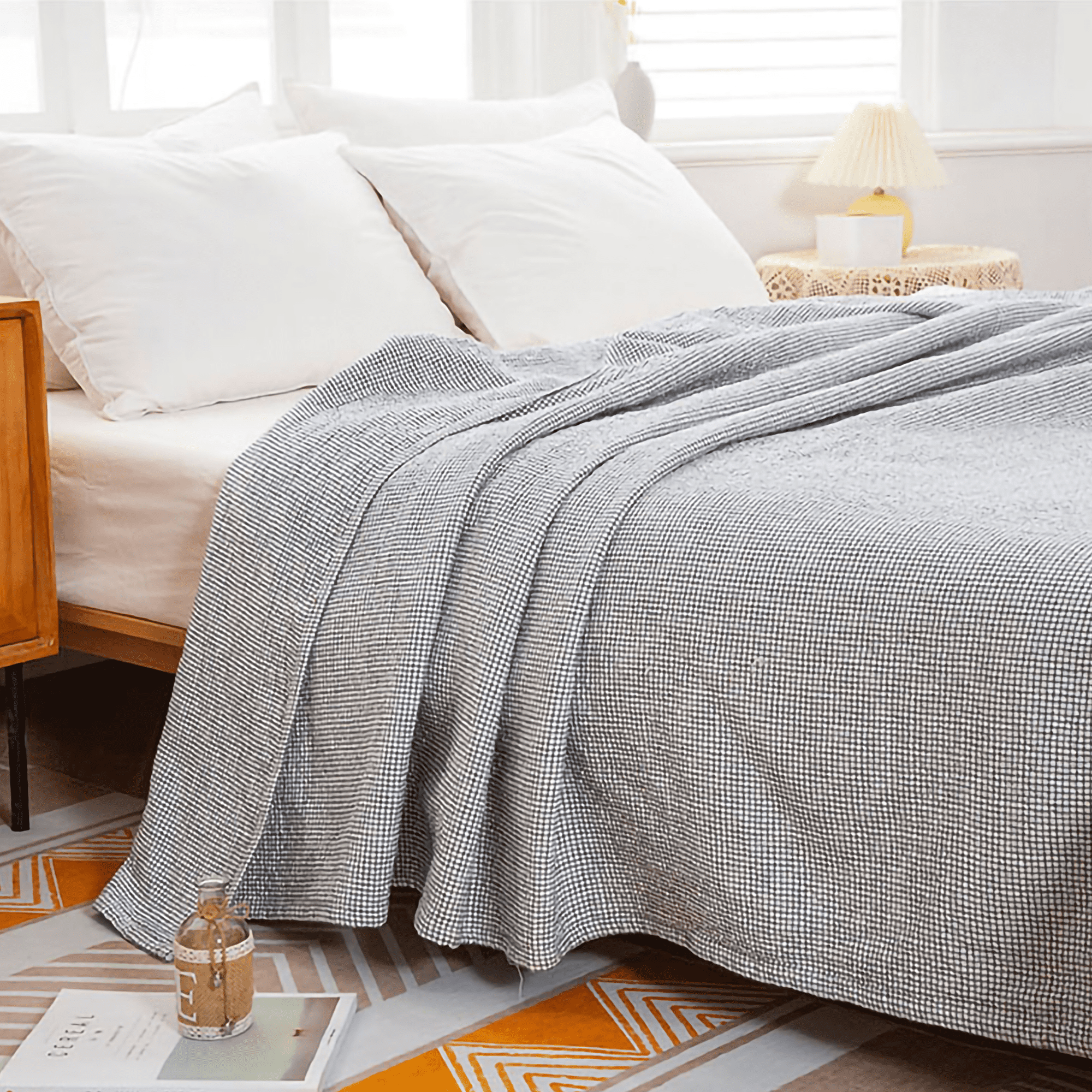Cotton Blanket / Bed Throw - Silver
